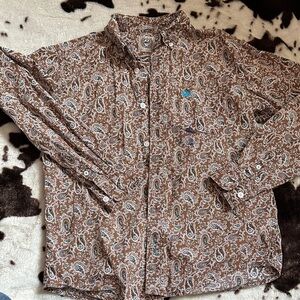 Cinch Brown Paisley Button Down Shirt